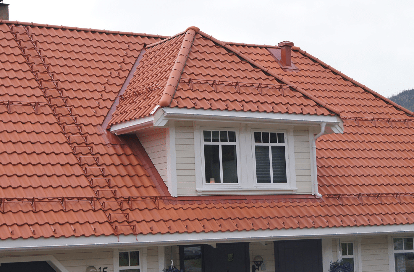 Red tiled roof with dormer window