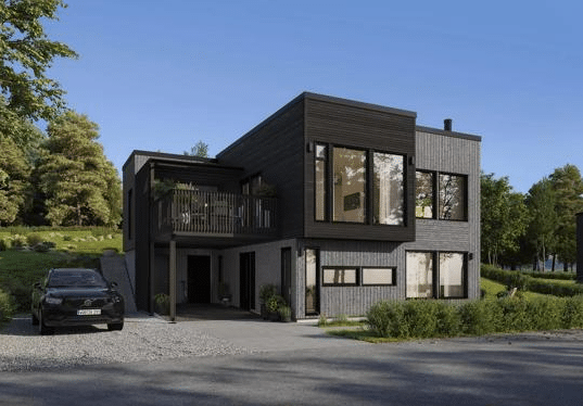 Modern house with large windows