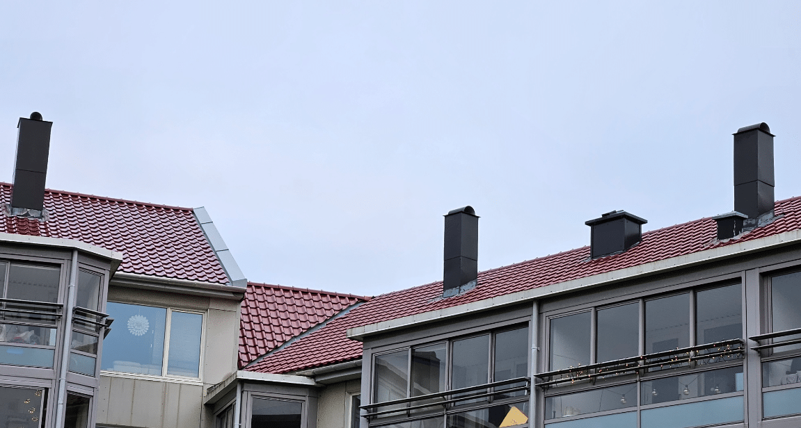 Modern buildings with red tiled roofs